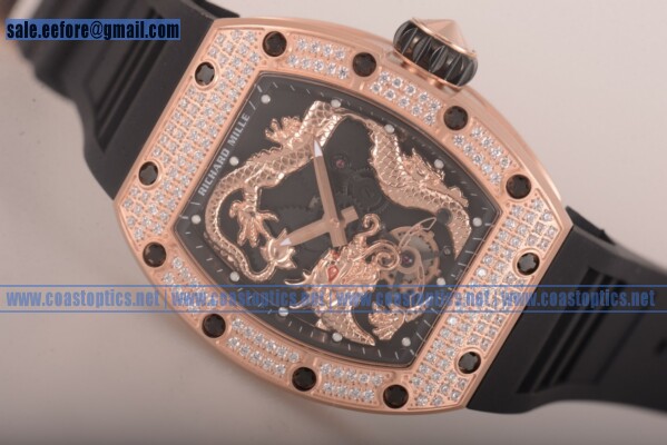 1:1 Clone Richard Mille Tourbillon RM 057 Dragon Watch Rose Gold - Click Image to Close